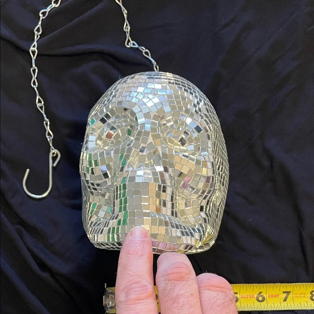 Silver Disco ball Skull Hanging Decor new unused
